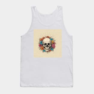 skull with flowers Tank Top